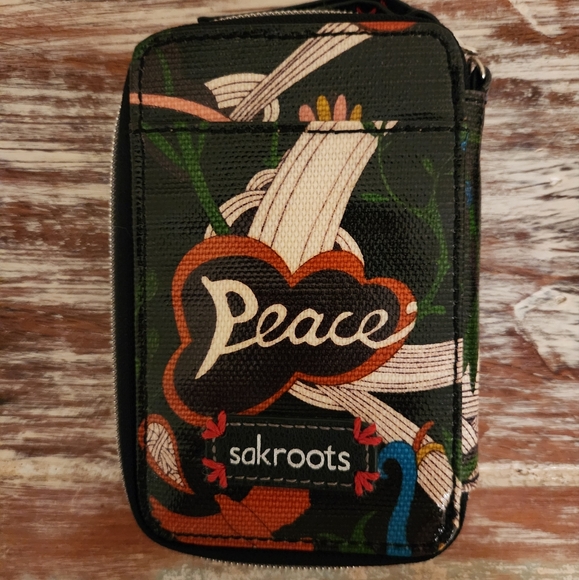 Sakroots Coated Canvas Peace 🕊 Zip Around Wallet - Picture 2 of 8